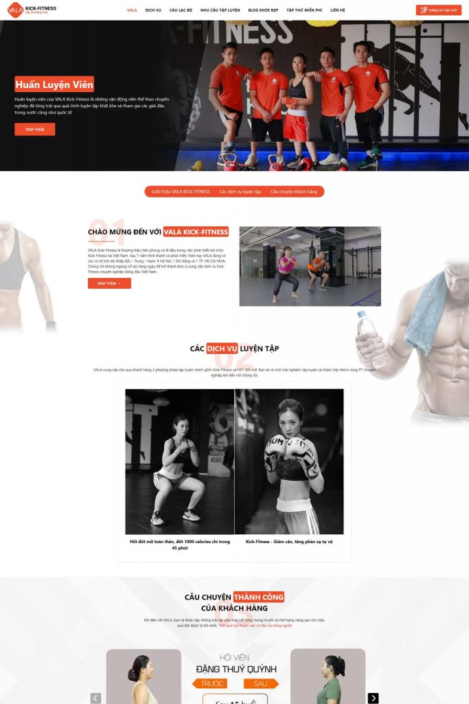 Thiết kế website VALA Kick Fitness