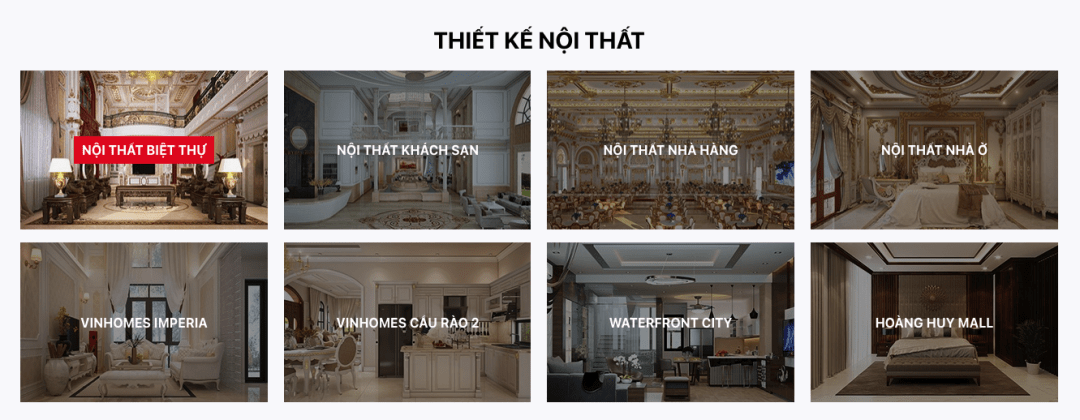 Danh mục dự án trong website SHAC