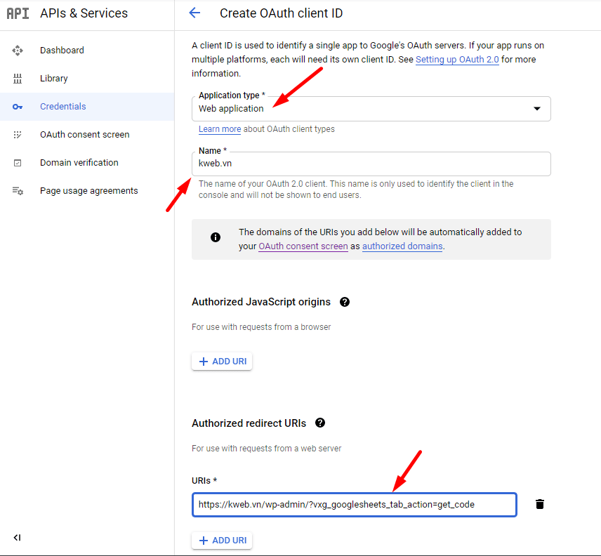 Đăng ký OAuth account trong Google Cloud