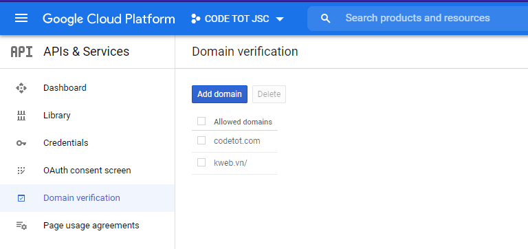 Xác thực tên miền trong Google Cloud