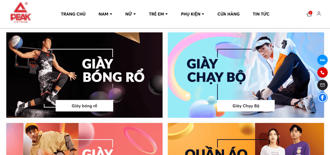 Làm website bán hàng online như thế nào cho hiệu quả? 4 Giao diện website bán hàng PEAKSPORT