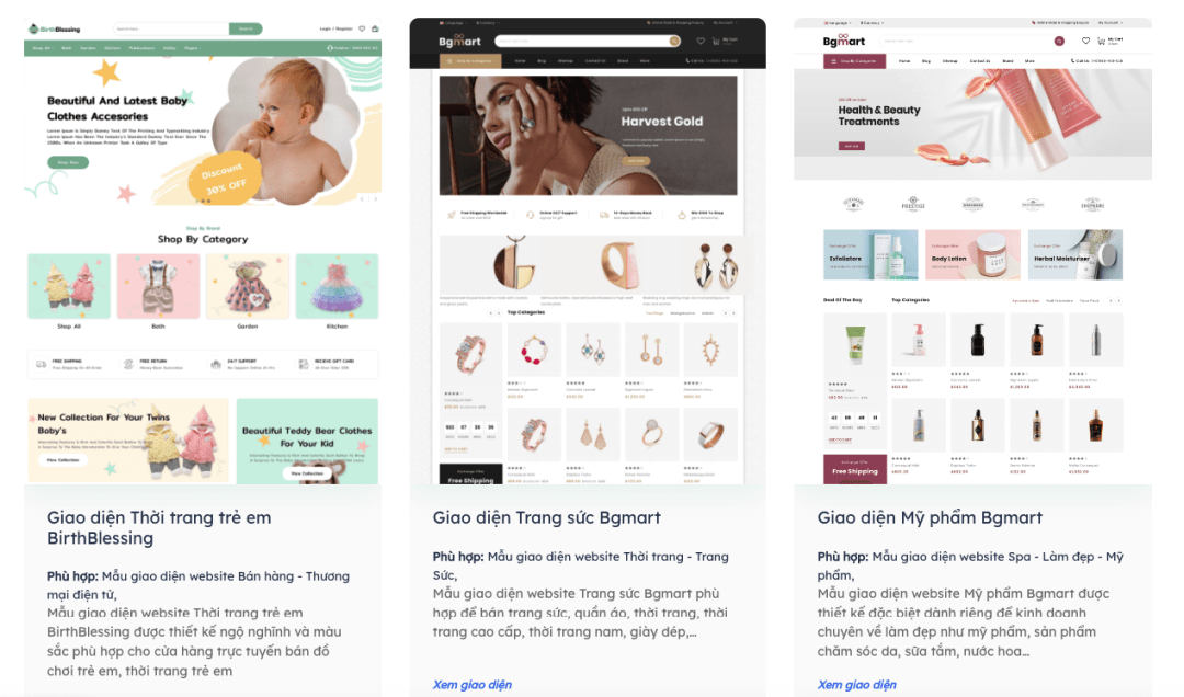Kho giao diện website giá rẻ luôn có sẵn