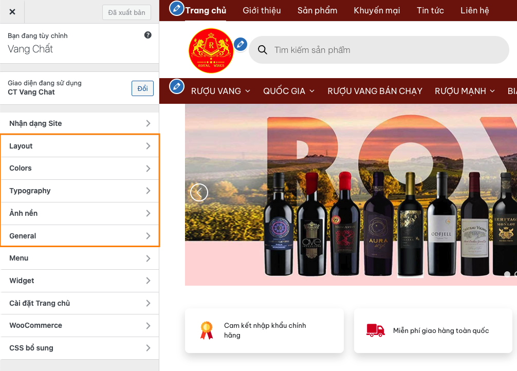 Đánh giá GeneratePress - WordPress Theme Framework tối ưu nhất 2 Menu tuỳ chỉnh chức năng về giao diện trong GeneratePress